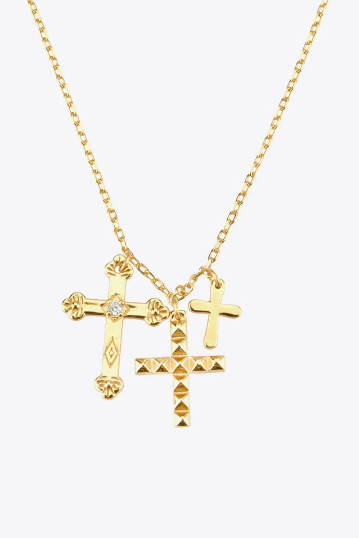 LOVCIA Inlaid Zircon Cross Pendant Necklace