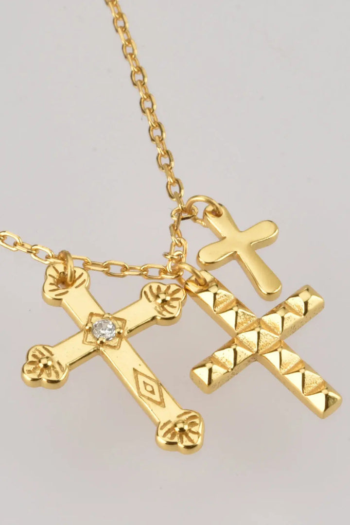 LOVCIA Inlaid Zircon Cross Pendant Necklace