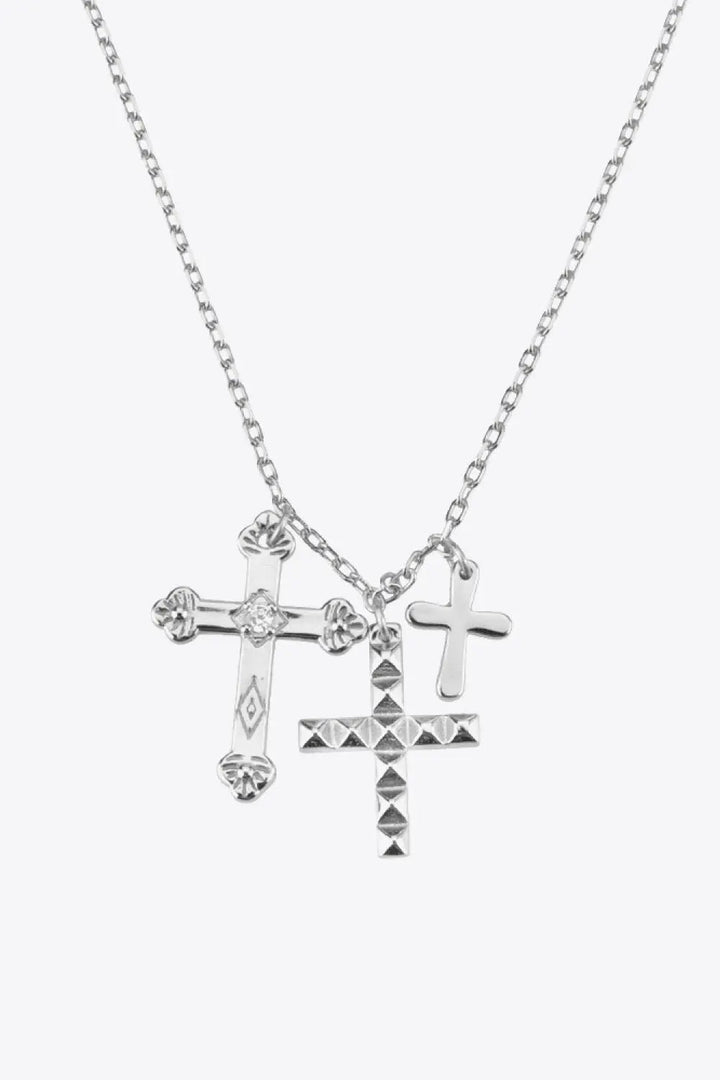 LOVCIA Inlaid Zircon Cross Pendant Necklace