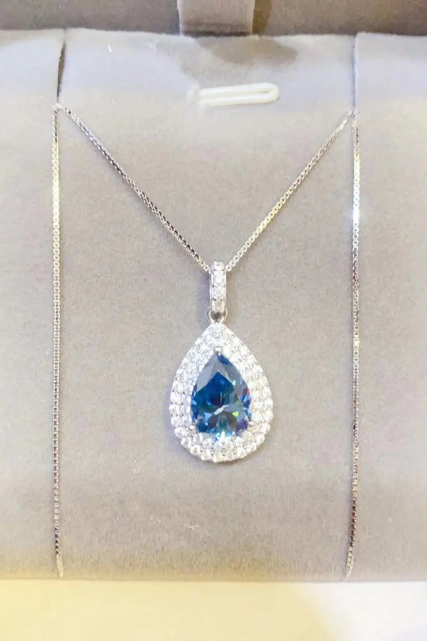 LOVCIA 2 Carat Moissanite Teardrop Pendant Necklace