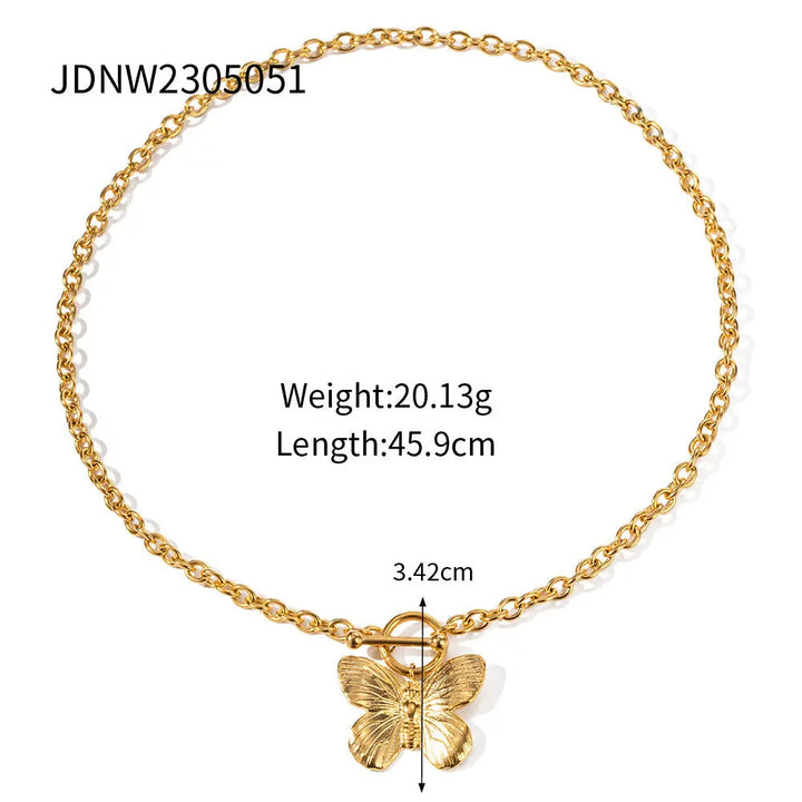 LOVCIA 18K Gold Plated Butterfly Pendant Necklace for Women - Elegant and Stylish Jewelry Gift for Her, Perfect for Everyday Wear and Special Occasions LOVCIA