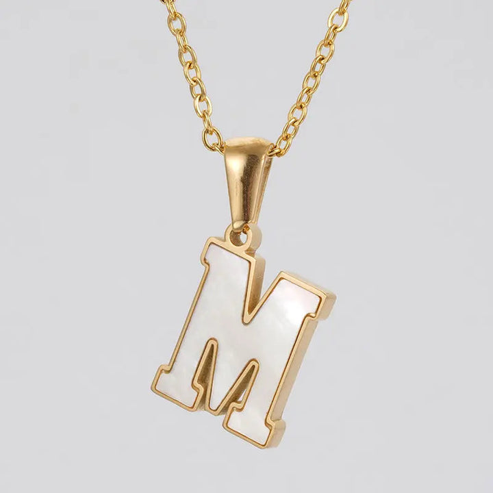 LOVCIA Letter Pendant 18K Gold Plated Stainless Steel Necklace Fashion Jewelry for Women LOVCIA