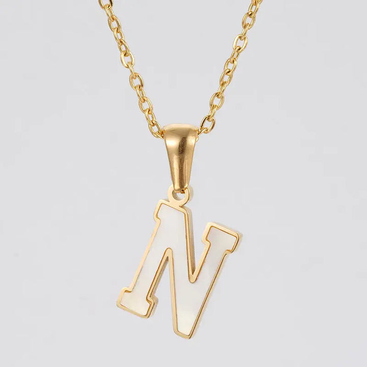 LOVCIA Letter Pendant 18K Gold Plated Stainless Steel Necklace Fashion Jewelry for Women LOVCIA