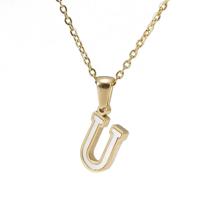 LOVCIA Letter Pendant 18K Gold Plated Stainless Steel Necklace Fashion Jewelry for Women LOVCIA