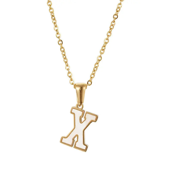 LOVCIA Letter Pendant 18K Gold Plated Stainless Steel Necklace Fashion Jewelry for Women LOVCIA