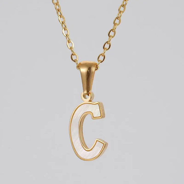 LOVCIA Letter Pendant 18K Gold Plated Stainless Steel Necklace Fashion Jewelry for Women LOVCIA