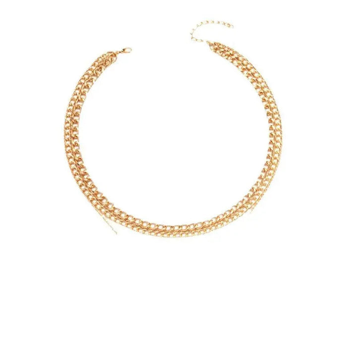 LOVCIA Modern Personality Fashion Clavicle Chain Trendy Gold Plated Layered Necklace For Women LOVCIA