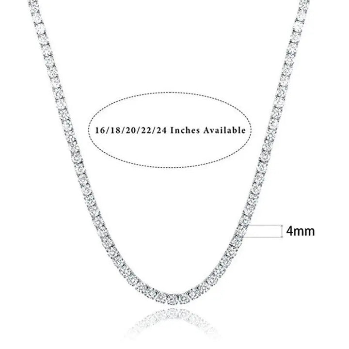 LOVCIA White Gold Plated 4-claw Zircon Tennis Necklace Fashion Jewelry for Women LOVCIA