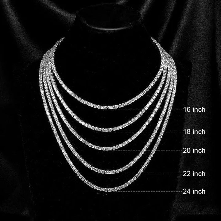 LOVCIA White Gold Plated 4-claw Zircon Tennis Necklace Fashion Jewelry for Women LOVCIA