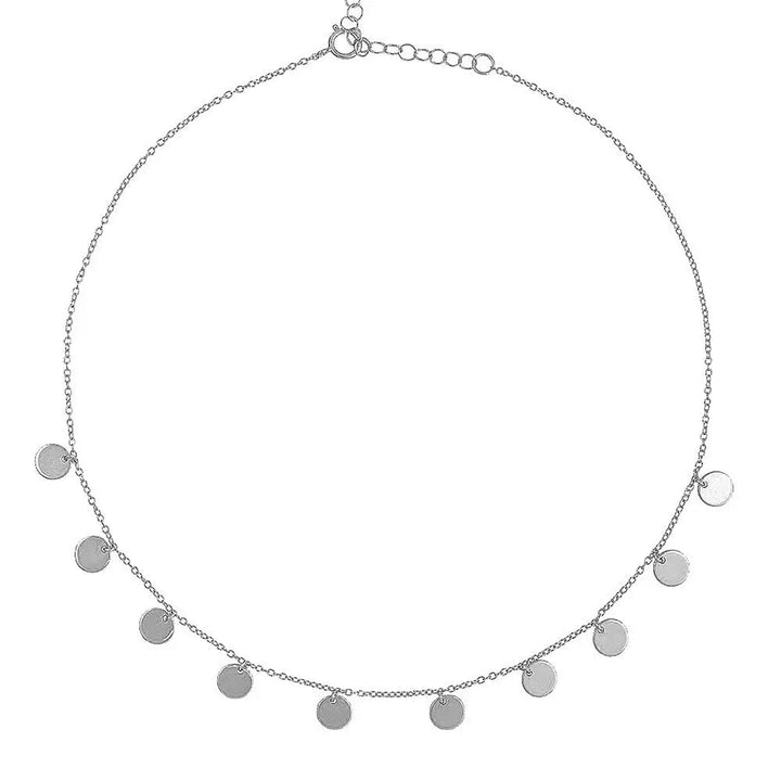 LOVCIA Small Round Slice Ornament Clavicle Chain Decor Sterling Silver Necklace for Women LOVCIA