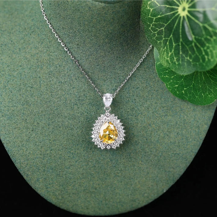 LOVCIA Yellow Diamond Pendant Temperament Simple And Light Luxury Sterling Silver Necklace for Women LOVCIA