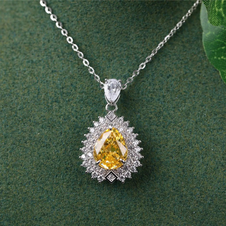 LOVCIA Yellow Diamond Pendant Temperament Simple And Light Luxury Sterling Silver Necklace for Women LOVCIA