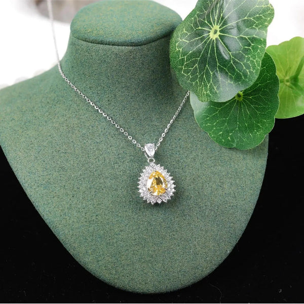 LOVCIA Yellow Diamond Pendant Temperament Simple And Light Luxury Sterling Silver Necklace for Women LOVCIA