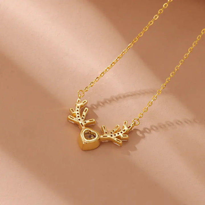 LOVCIA Little Dear Zircon Pendant Necklace for Women - Fashionable All-Match Clavicle Chain LOVCIA