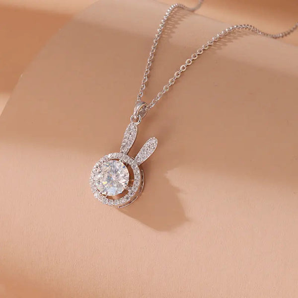 LOVCIA Cute Rabbit 925 Sterling Silver Necklace for Women LOVCIA