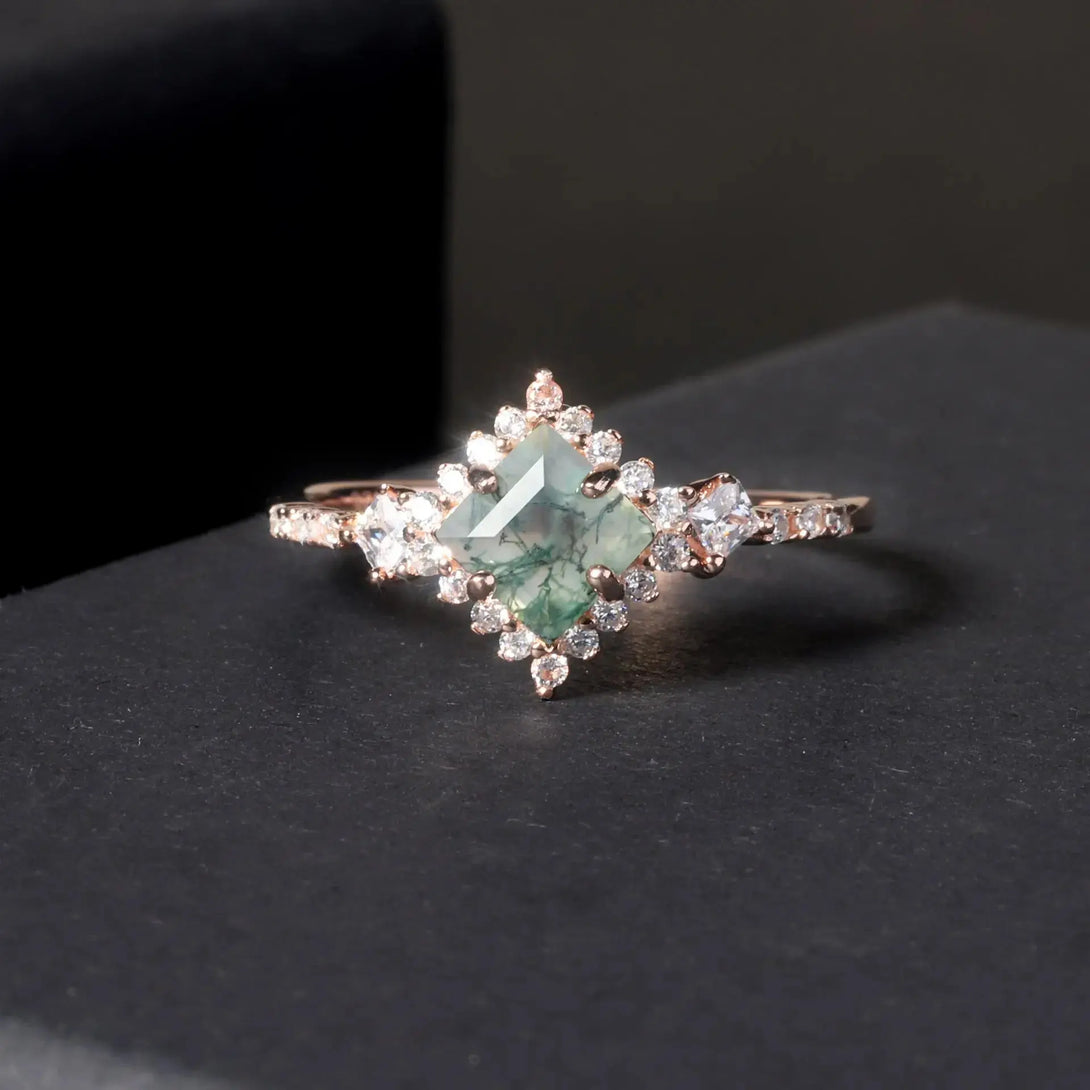 LOVCIA Elegant Aquatic Agate Ring - Fashionable and Natural Jewelry
