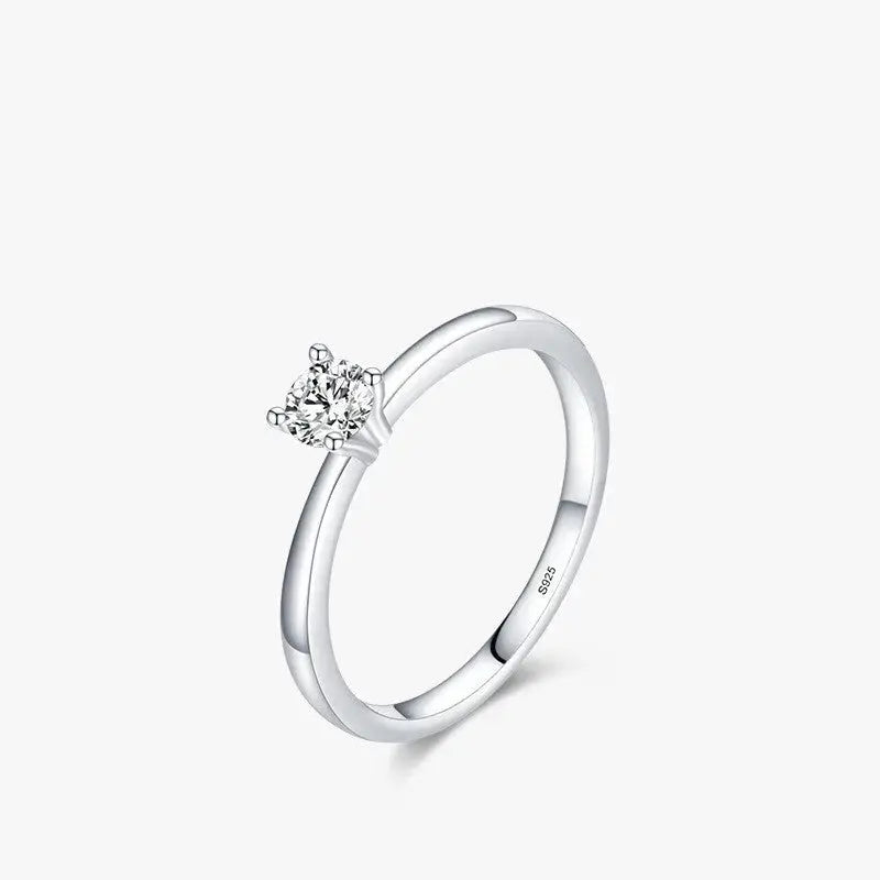 LOVCIA Jewelry Timeless Brilliance Exquisite Sterling Silver Solitaire Ring