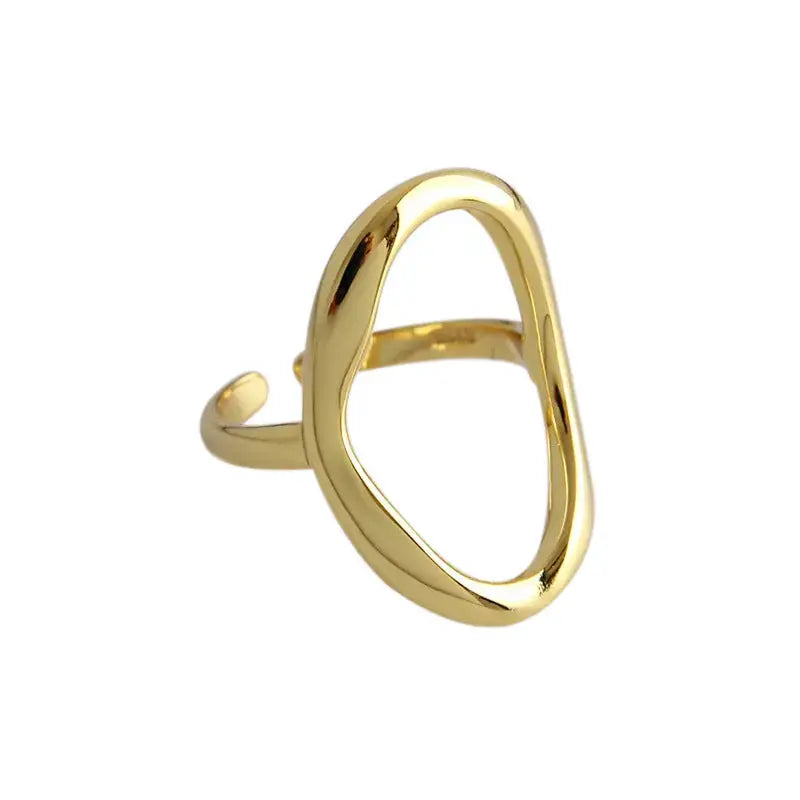 LOVCIA Simple Irregular Geometry Hollow Circles 925 Sterling Silver Adjustable Ring