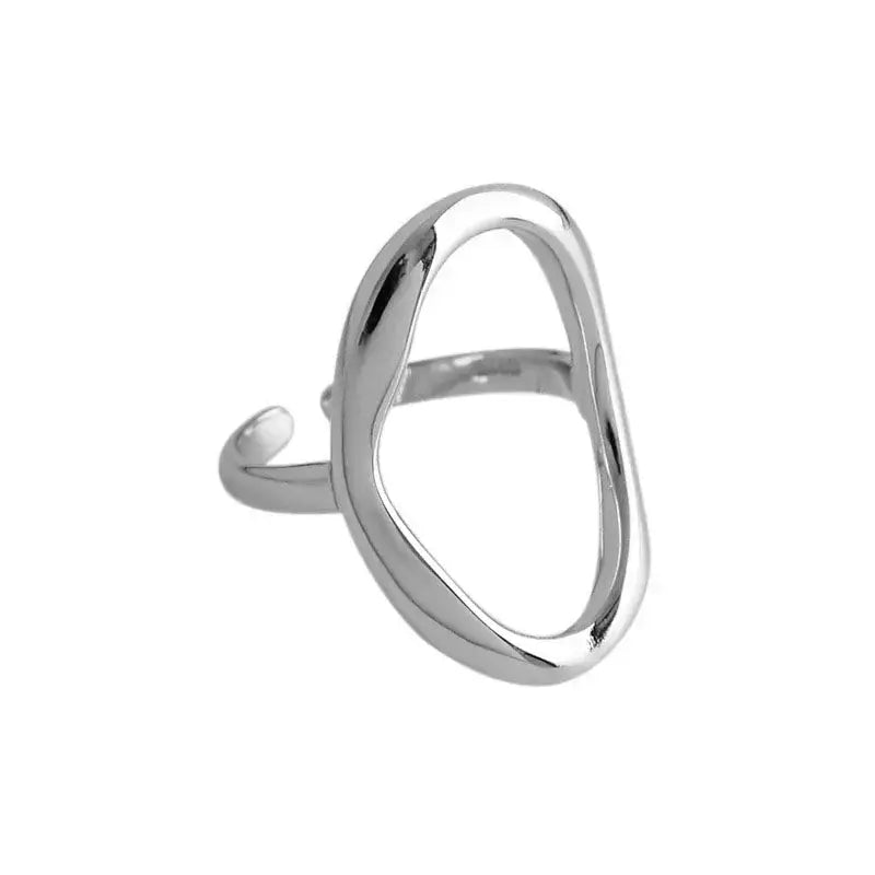 LOVCIA Simple Irregular Geometry Hollow Circles 925 Sterling Silver Adjustable Ring