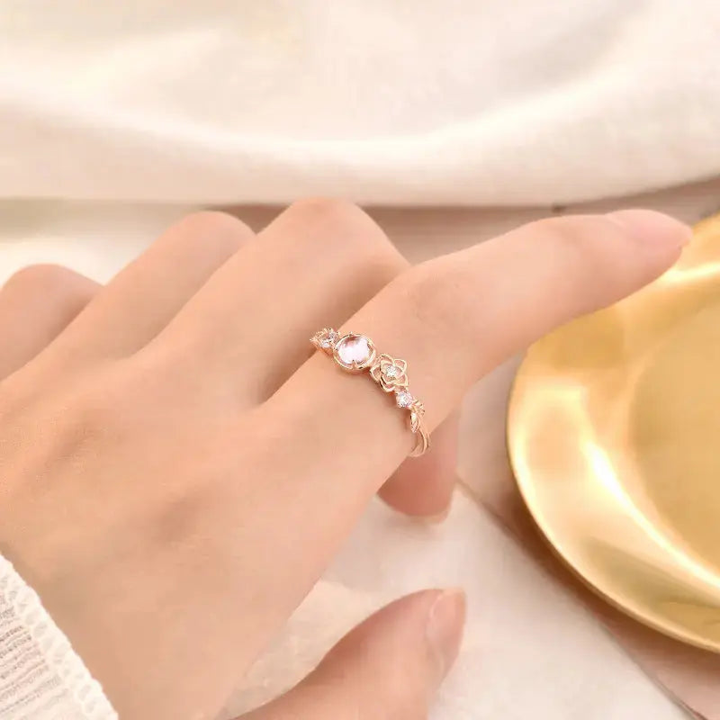 LOVCIA Elegant CZ Flowers New 925 Sterling Silver Adjustable Ring