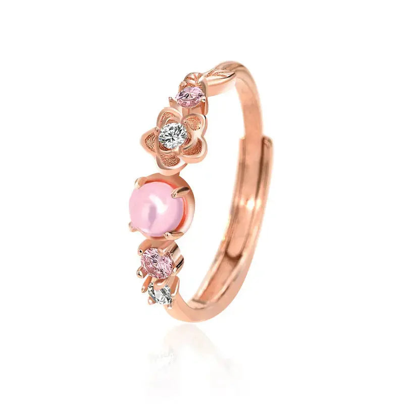 LOVCIA Elegant CZ Flowers New 925 Sterling Silver Adjustable Ring