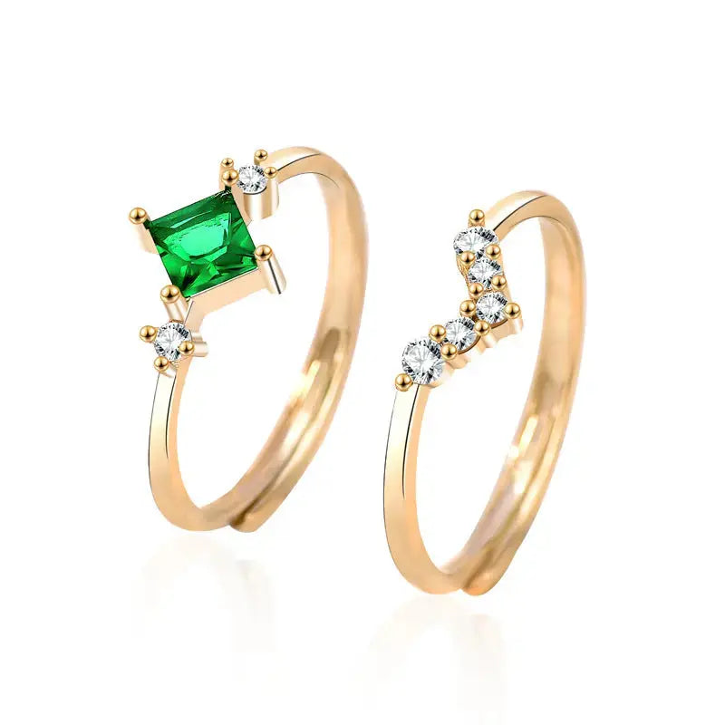 LOVCIA Elegant Geometry CZ Rhombus V Shape 925 Sterling Silver Adjustable Stacker Ring