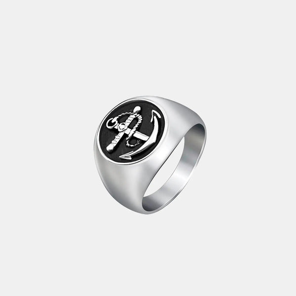 LOVCIA Titanium Steel Anchor Signet Ring