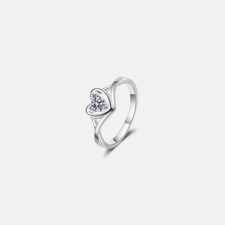 LOVCIA Moissanite Heart 925 Sterling Silver Ring