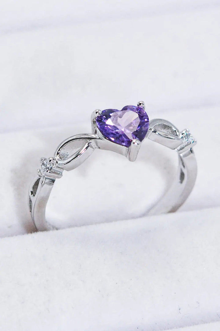 LOVCIA Crystal Heart 925 Sterling Silver Ring