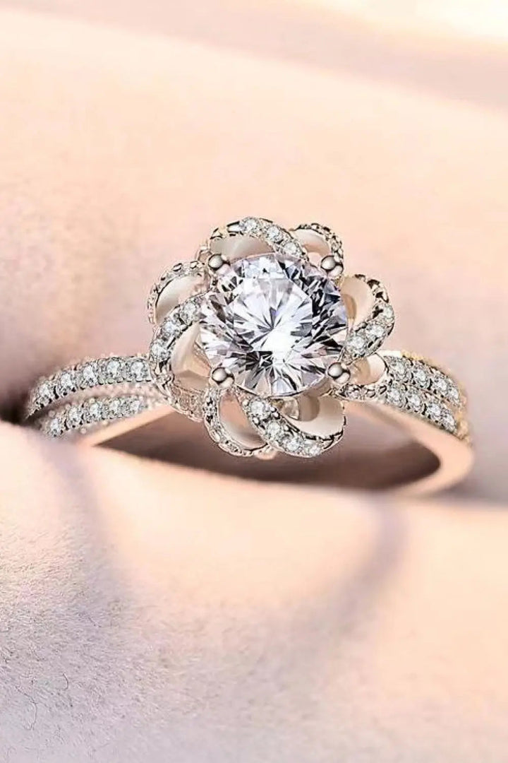 2 Carat Moissanite Floral Platinum-Plated Ring LOVCIA