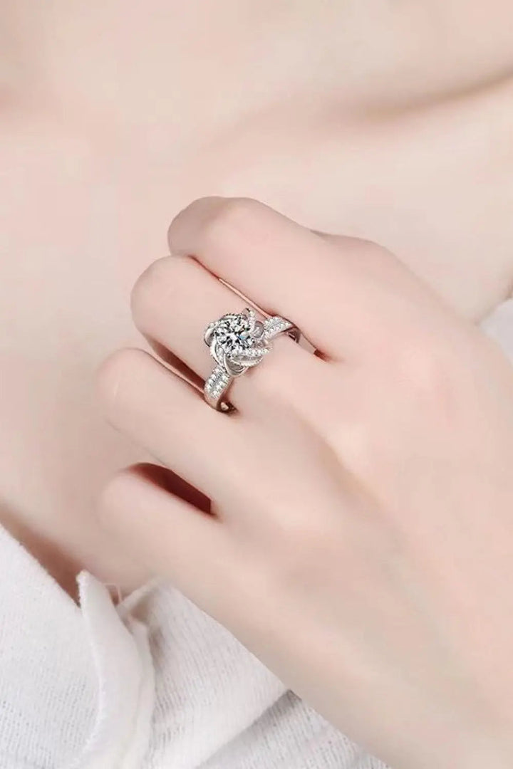 2 Carat Moissanite Floral Platinum-Plated Ring LOVCIA