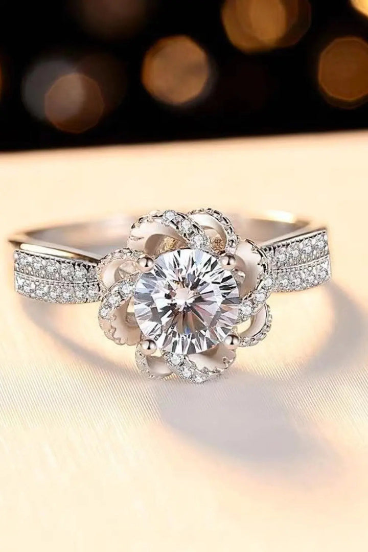 2 Carat Moissanite Floral Platinum-Plated Ring LOVCIA