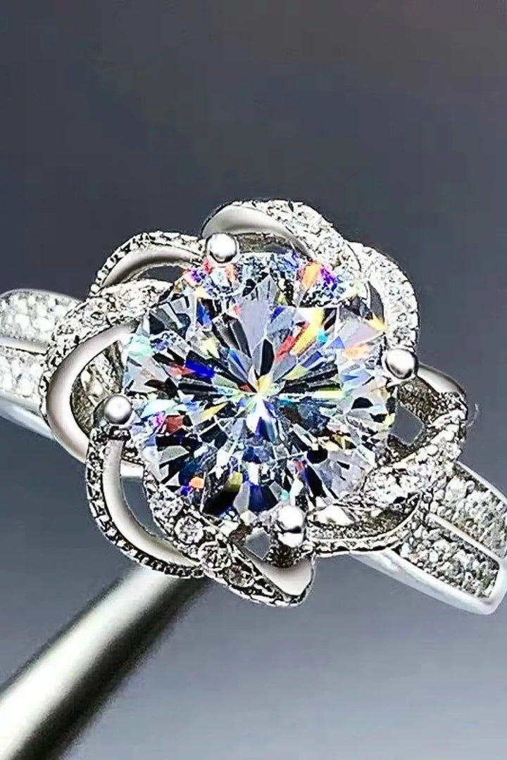 2 Carat Moissanite Floral Platinum-Plated Ring LOVCIA