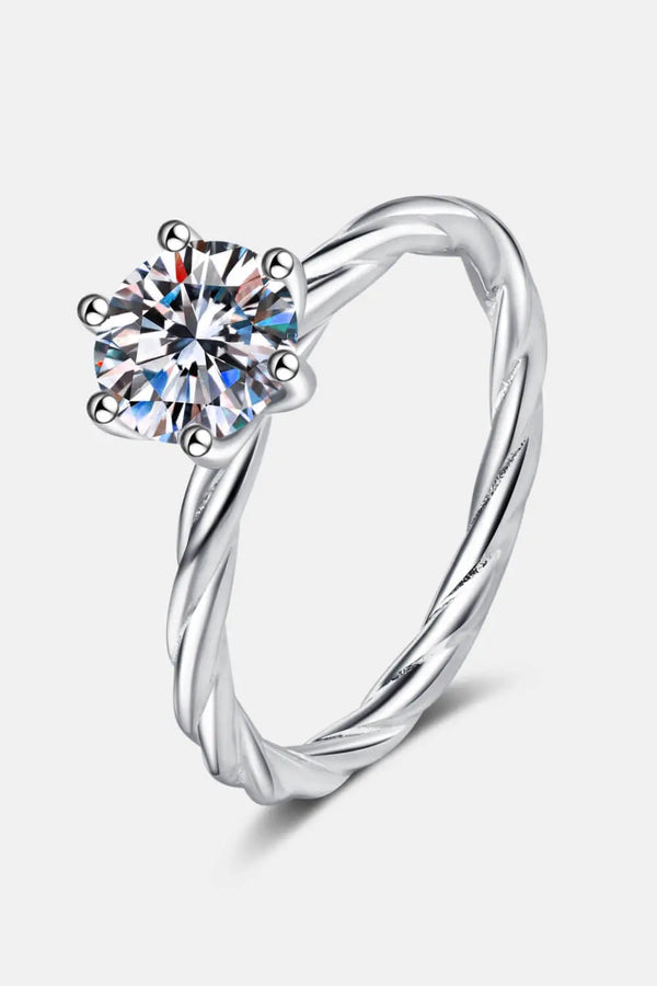 LOVCIA 1 Carat Moissanite 6-Prong Twisted Ring