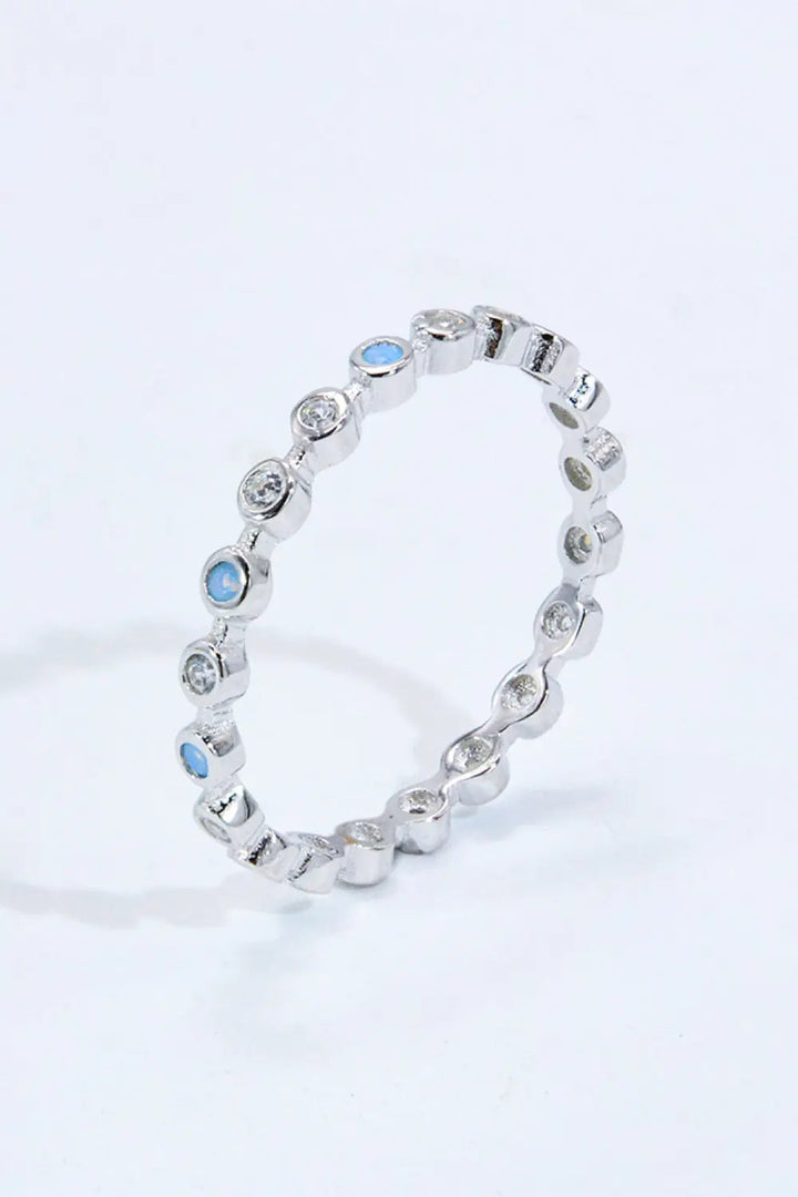 LOVCIA 925 Sterling Silver Zircon and Natural Moonstone Ring