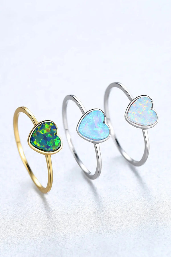 LOVCIA Opal Heart 925 Sterling Silver Ring