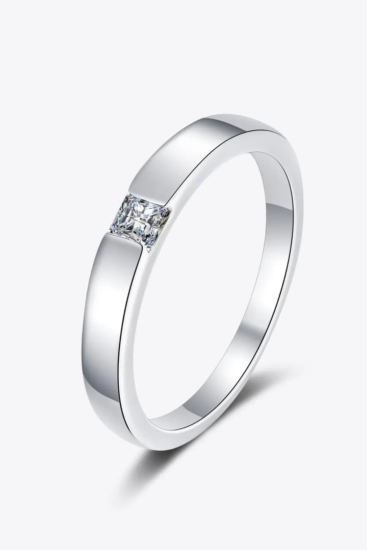 LOVCIA Inlaid Moissanite Rhodium-Plated Ring