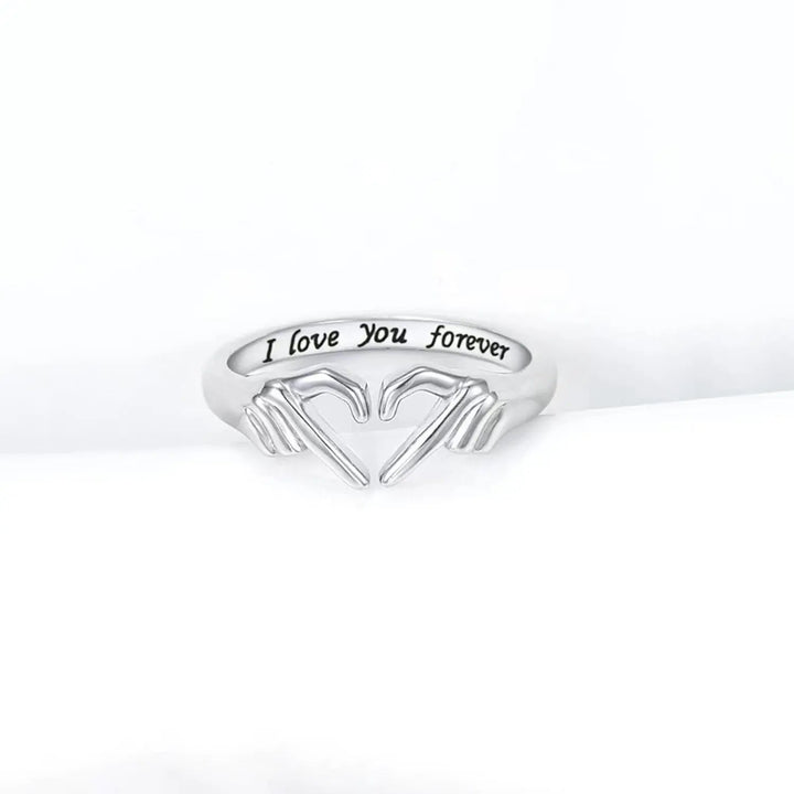 LOVCIA Hand Heart Shape 925 Sterling Silver Open Ring