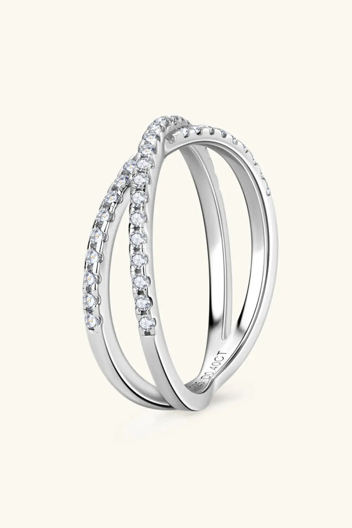 LOVCIA Moissanite 925 Sterling Silver Crisscross Ring