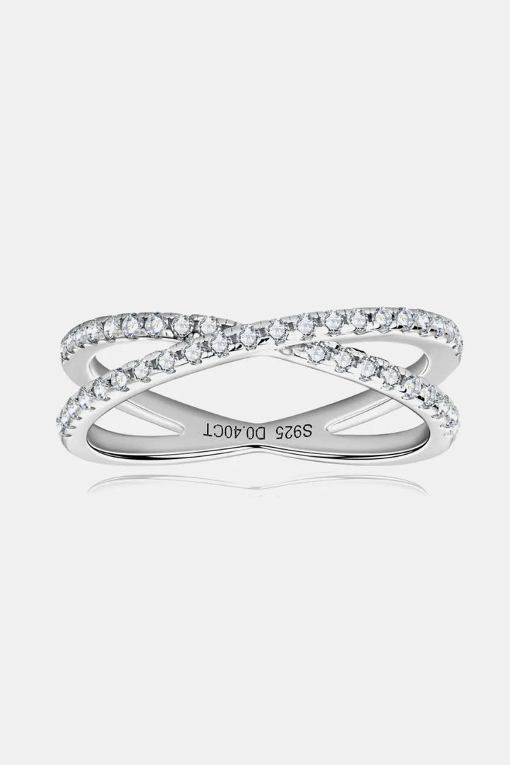 LOVCIA Moissanite 925 Sterling Silver Crisscross Ring