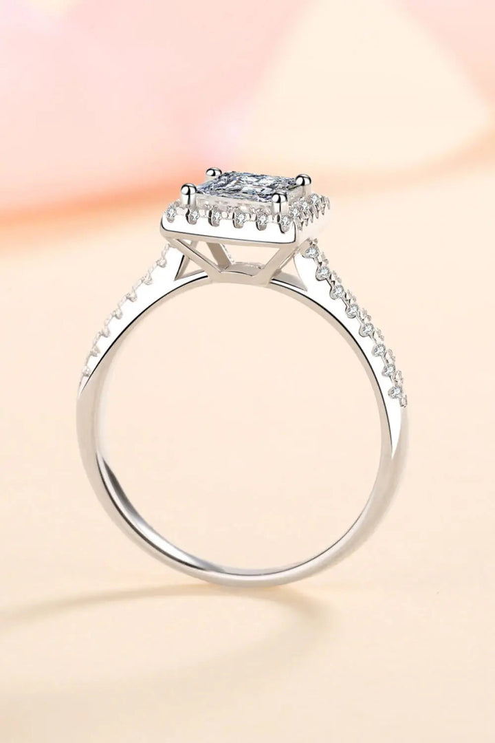 LOVCIA Sterling Silver Square Moissanite Ring