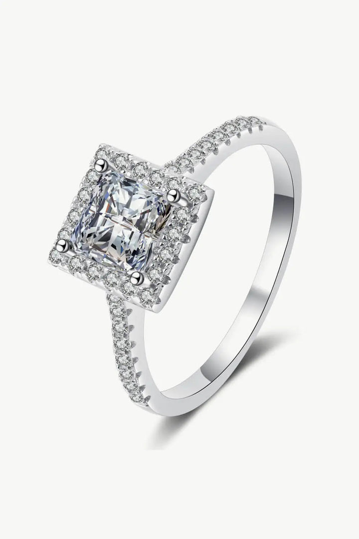 LOVCIA Sterling Silver Square Moissanite Ring