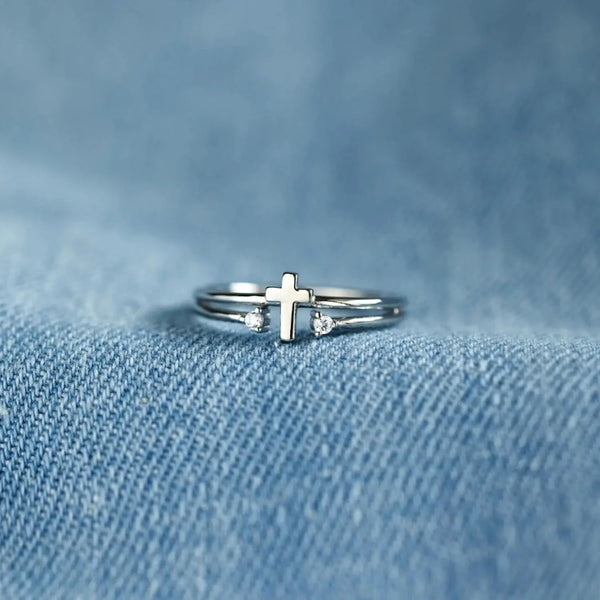 LOVCIA 925 Sterling Silver Cross Ring