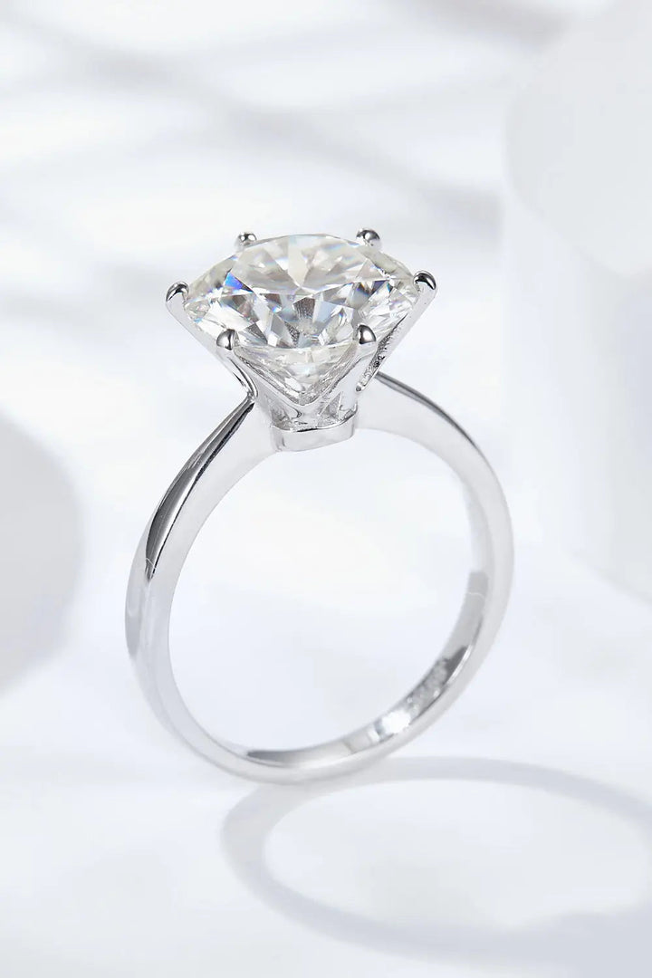 Platinum-Plated 5 Carat  Moissanite Solitaire Ring LOVCIA