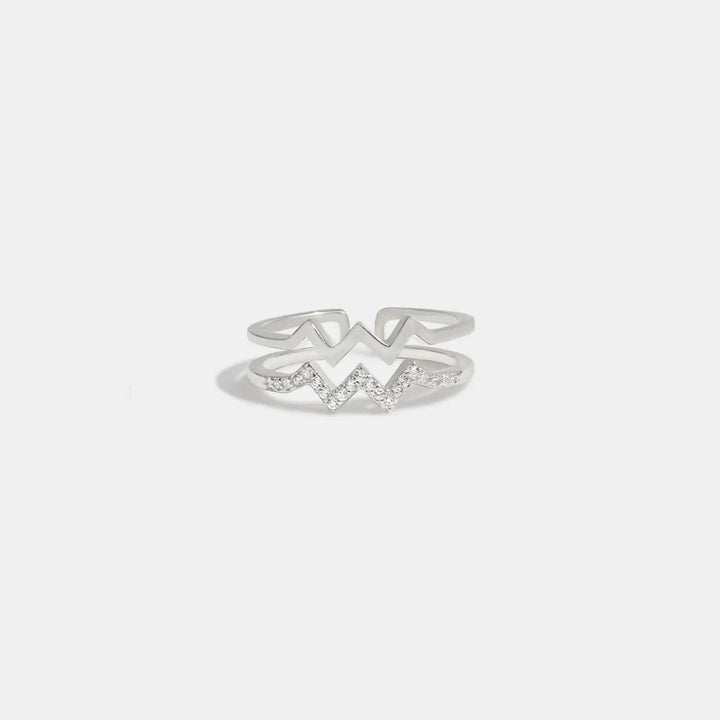 Wave Shape Inlaid Zircon Open Ring LOVCIA