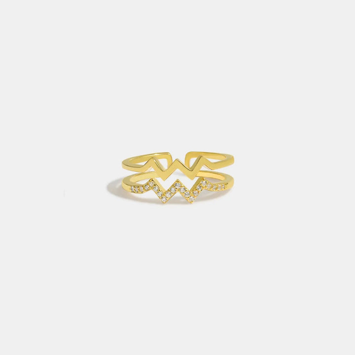 Wave Shape Inlaid Zircon Open Ring LOVCIA