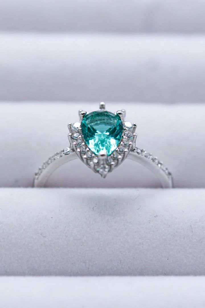 Paraiba Blue Zircon Pear Shape Ring LOVCIA