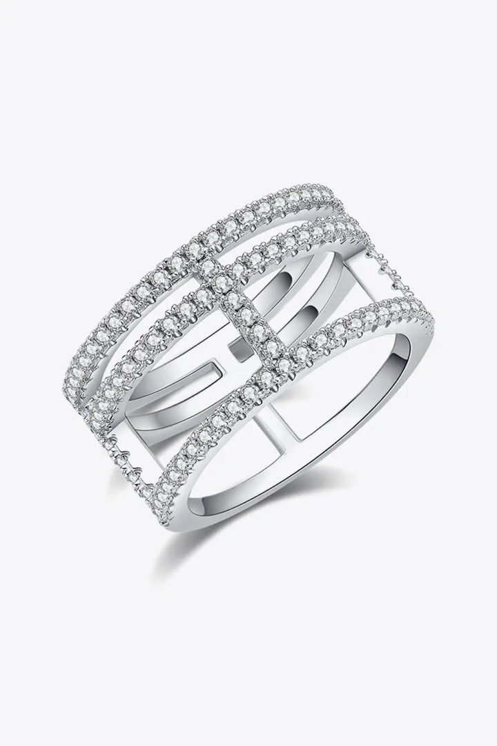 Adored Moissanite Cutout Wide Ring LOVCIA