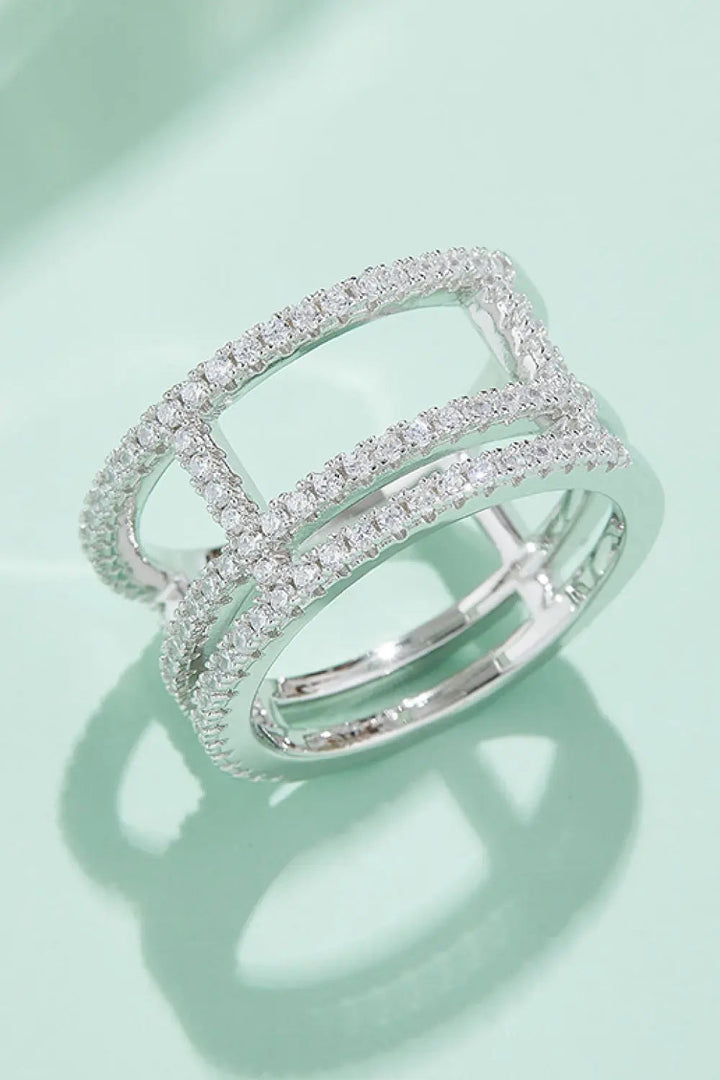 Adored Moissanite Cutout Wide Ring LOVCIA