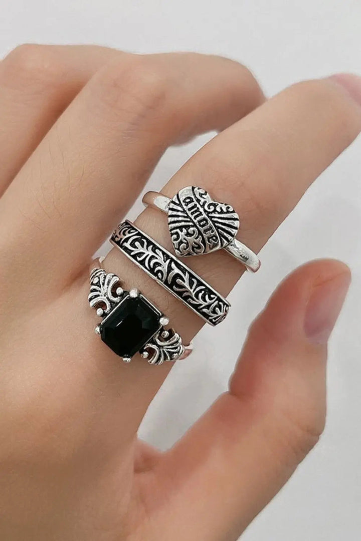 Zinc Alloy Three-Piece Ring Set LOVCIA